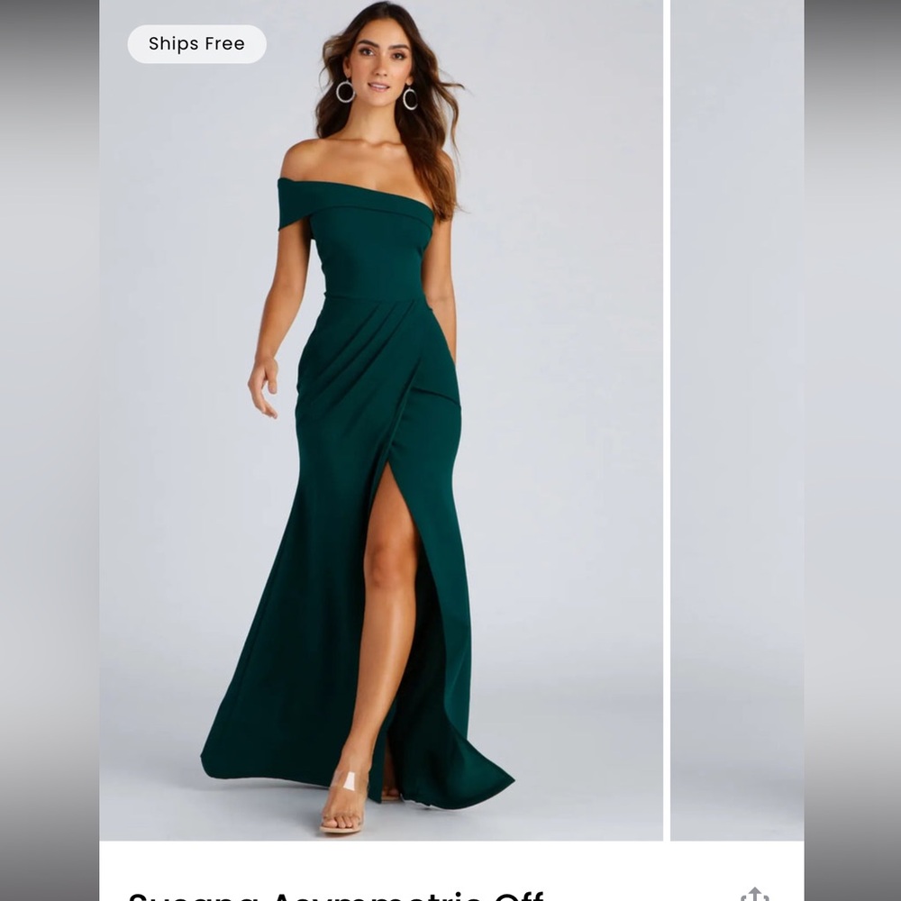 Windsor hunter green One-Shoulder Maxi Dress
